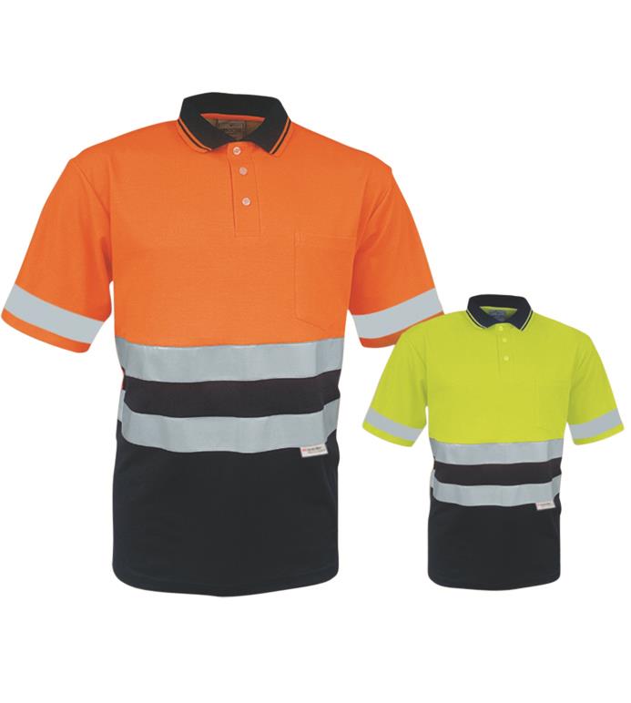 Bocini Unisex Hi Vis Polyface/Cotton Back Polo with 3M Reflective Tape Short Sleeve (BOCSP1249)