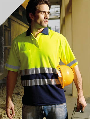 Bocini Unisex Hi Vis Polyface/Cotton Back Polo with 3M Reflective Tape Short Sleeve (BOCSP1249)