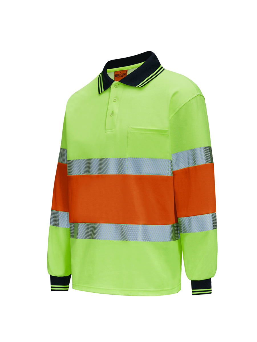 Bocini Hi Vis Center Panel Polo Long Sleeve (BOCSP2503)