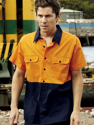 Bocini Hi Vis Unisex Cotton Twill Shirt Short Sleeve (BOCSS1012)