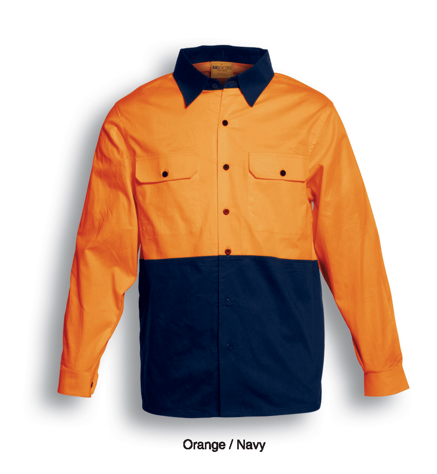 Bocini Hi Vis Unisex Cotton Twill Shirt Long Sleeve (BOCSS1013)