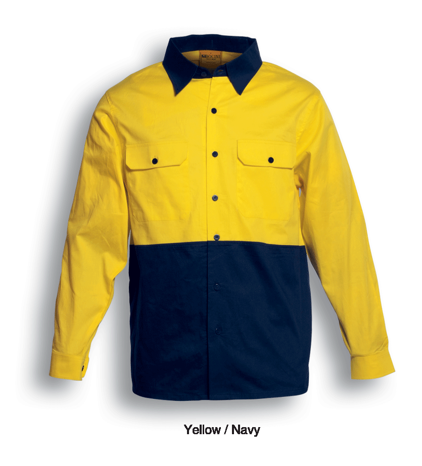 Bocini Hi Vis Unisex Cotton Twill Shirt Long Sleeve (BOCSS1013)