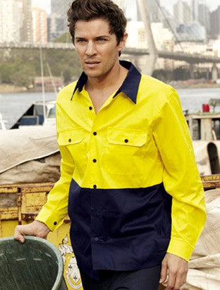 Bocini Hi Vis Unisex Cotton Twill Shirt Long Sleeve (BOCSS1013)
