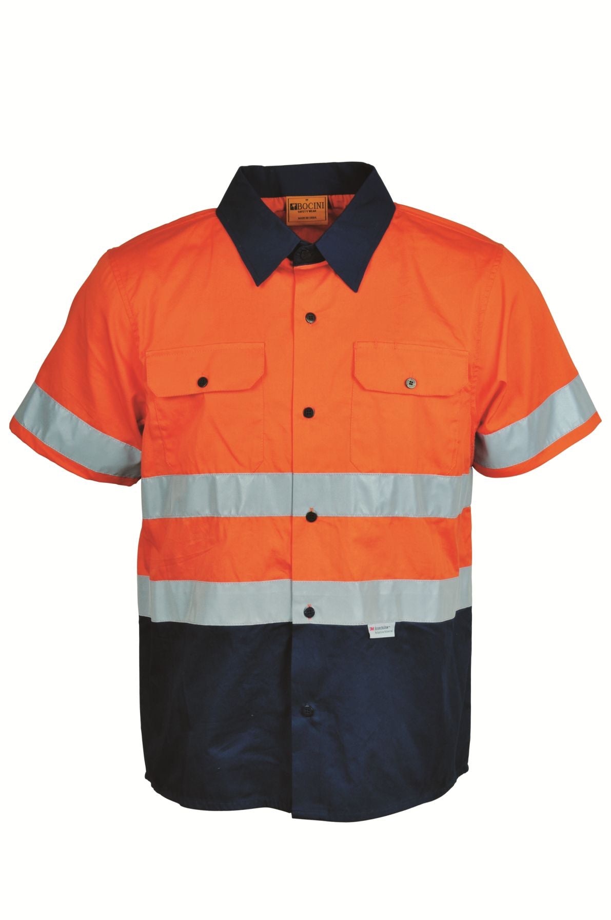 Bocini Hi Vis Unisex Cotton Drill Shirt with Reflective Tape Short Sleeve (BOCSS1231)