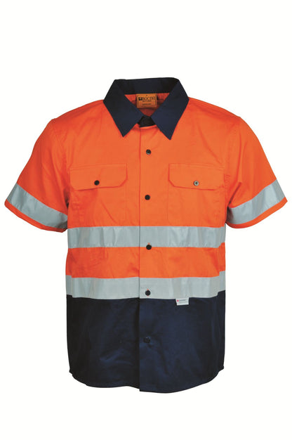 Bocini Hi Vis Unisex Cotton Drill Shirt with Reflective Tape Short Sleeve (BOCSS1231)