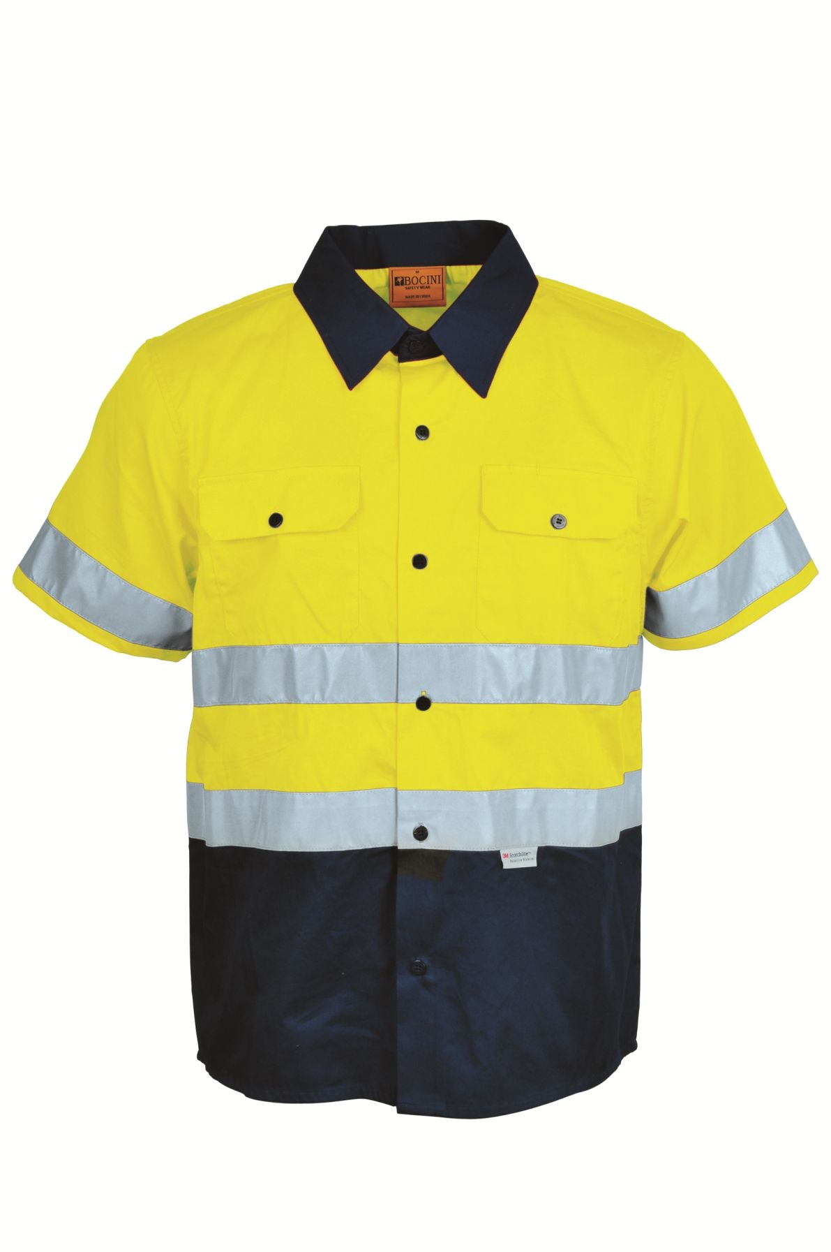 Bocini Hi Vis Unisex Cotton Drill Shirt with Reflective Tape Short Sleeve (BOCSS1231)
