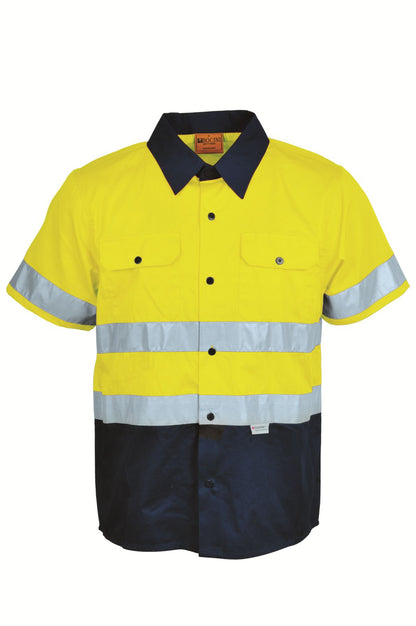 Bocini Hi Vis Unisex Cotton Drill Shirt with Reflective Tape Short Sleeve (BOCSS1231)
