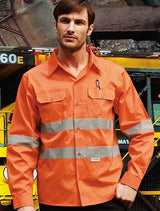 Bocini Hi Vis Unisex Cotton Drill Shirt with Reflective Tape Long Sleeve (BOCSS1233)