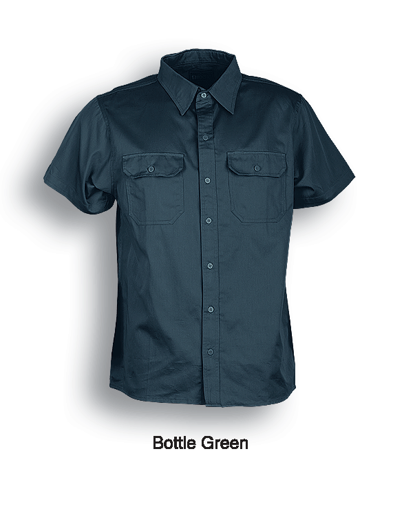 Bocini Unisex Cotton Drill Work Shirt Short Sleeve (BOCWS0679)
