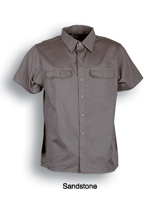 Bocini Unisex Cotton Drill Work Shirt Short Sleeve (BOCWS0679)