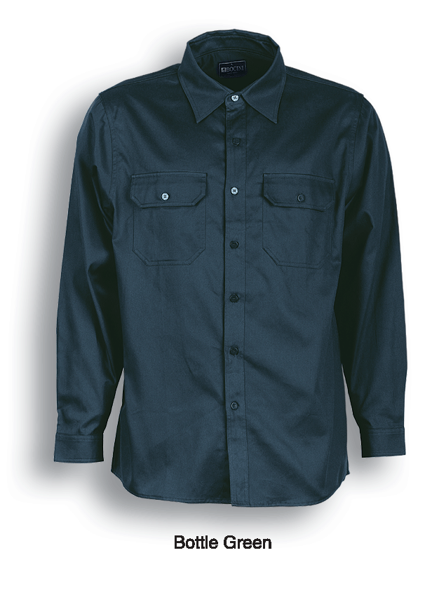 Bocini Unisex Cotton Drill Work Shirt Long Sleeve (BOCWS0680)
