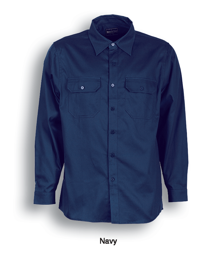 Bocini Unisex Cotton Drill Work Shirt Long Sleeve (BOCWS0680)