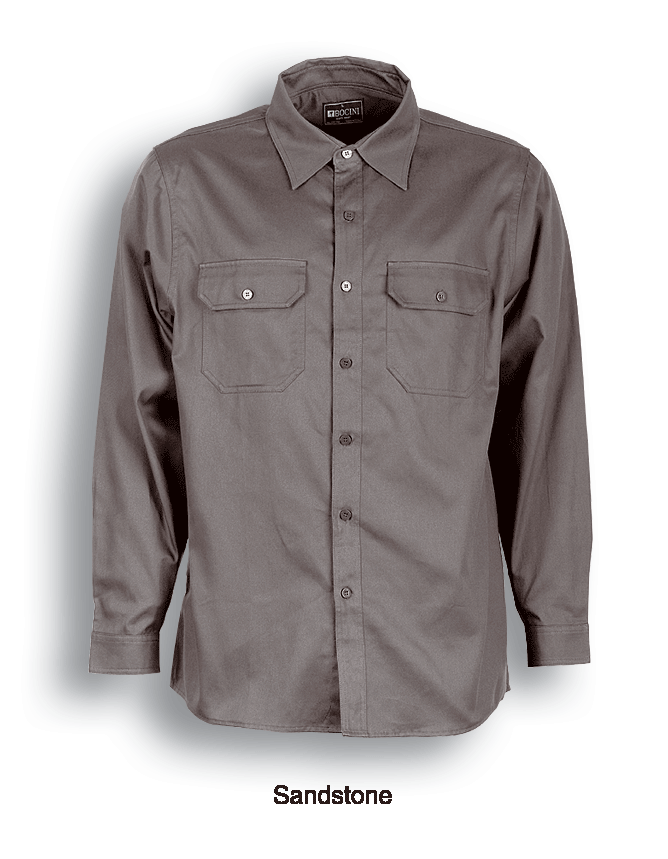 Bocini Unisex Cotton Drill Work Shirt Long Sleeve (BOCWS0680)