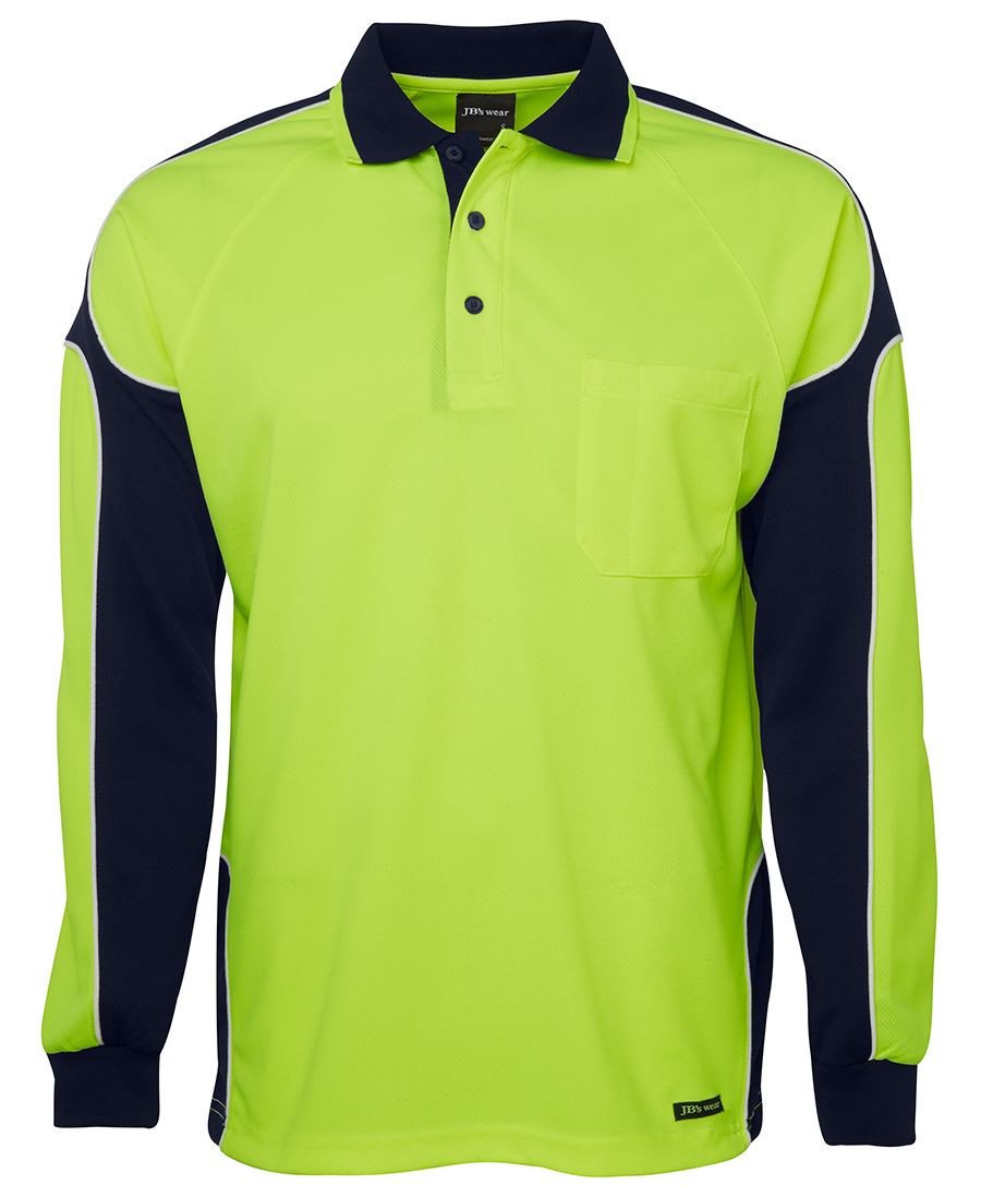 JB's Hi Vis Long Sleeve Panel Polo - Hi Vis Clothing - Best Buy Trade Supplies Direct to Trade