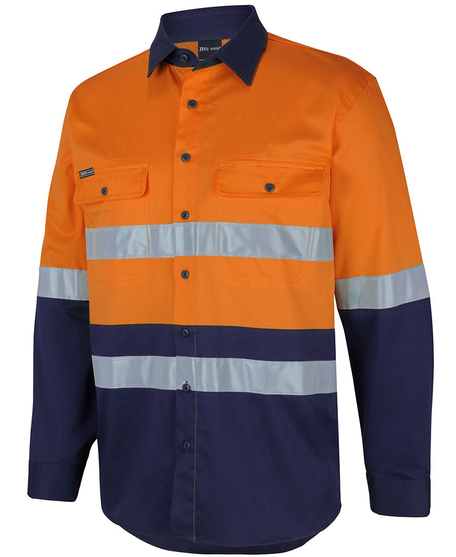 JB's Hi Vis (D+N) 150G Stretch Work Shirt with Tape Long Sleeve (JBS6DSWL)