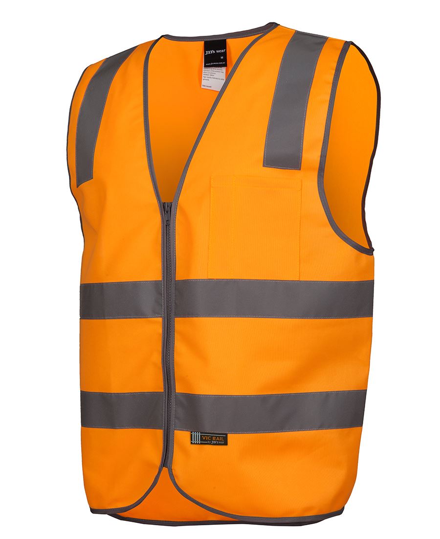JB's Hi Vis (D+N) VIC Rail Zip Safety Vest (JBS6DVSV)