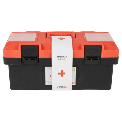 Mediq 5 x Incident Ready First Aid Kit in Orange/Black Plastic Tackle 1-25 Persons High Risk (MEDFAMKT)